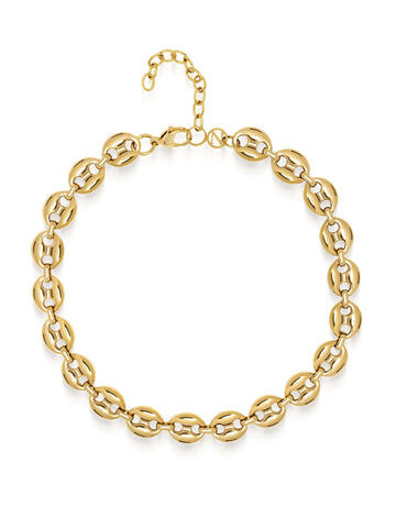 Nialaya Women's Necklace Gold Mariner Link Choker Gold Mariner Link Choker 15 Inches / 38.1 cm WNECK_329